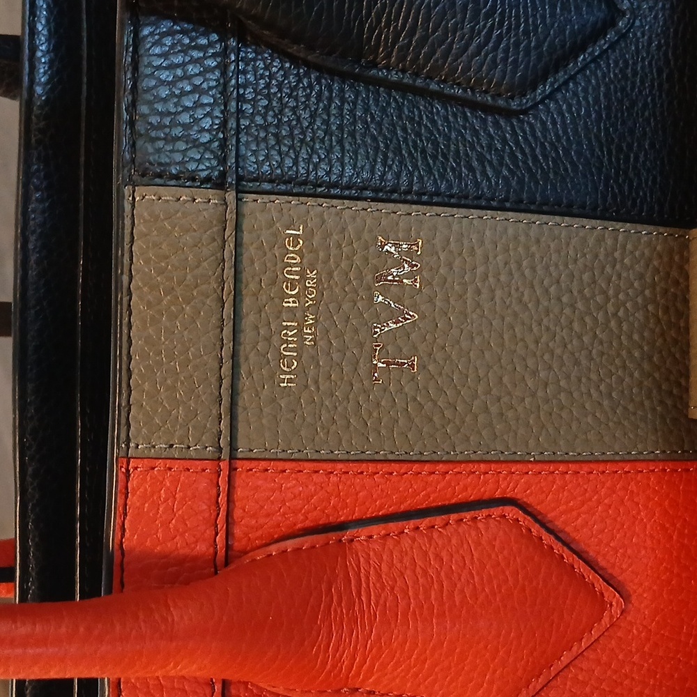 Henri Bendel Rare Tricolor Black, Orange, and Gray Large Tote - Picture 4 of 13